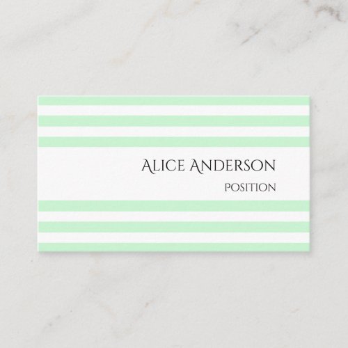 Simple Mint Green Pastel Stripes Geometric Chic  Business Card