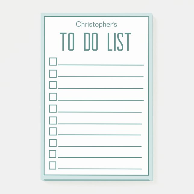 Simple Mint Green Script Your Name To Do Post-it Notes (Front)