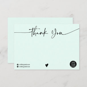 Simple mint green thank you script logo qr code