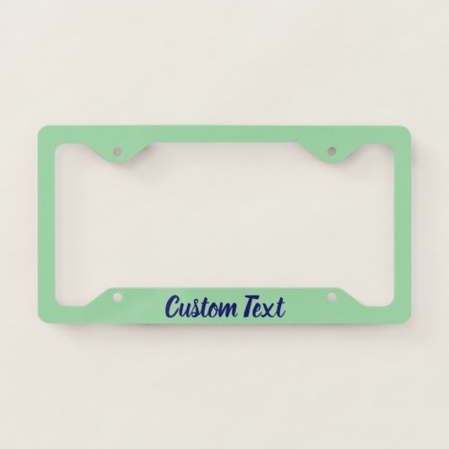 Simple Mint Green with Midnight Blue Script License Plate Frame