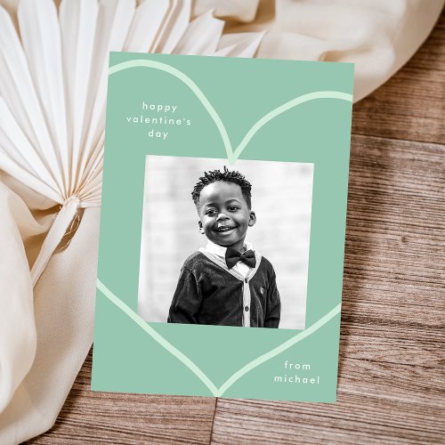 Simple Mint Heart Classroom Valentines Day Card