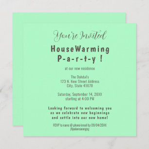 Simple Mint Seafoam Green Housewarming Invitation