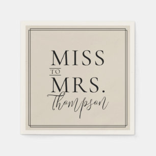 Simple Miss to Mrs Ecru Ivory Bridal Shower Paper Napkins