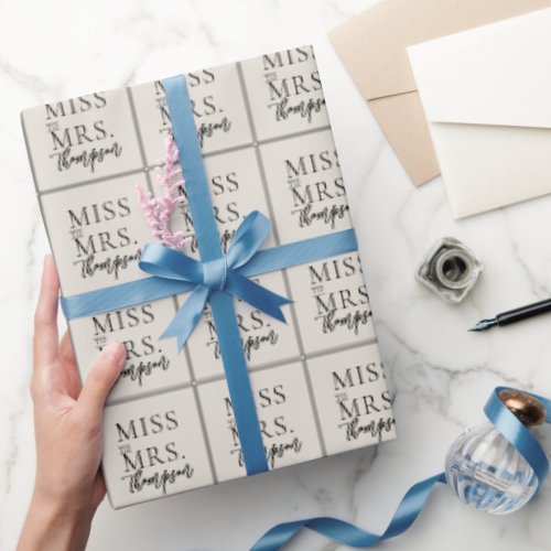 Simple Miss to Mrs Ecru Ivory Bridal Shower Wrapping Paper