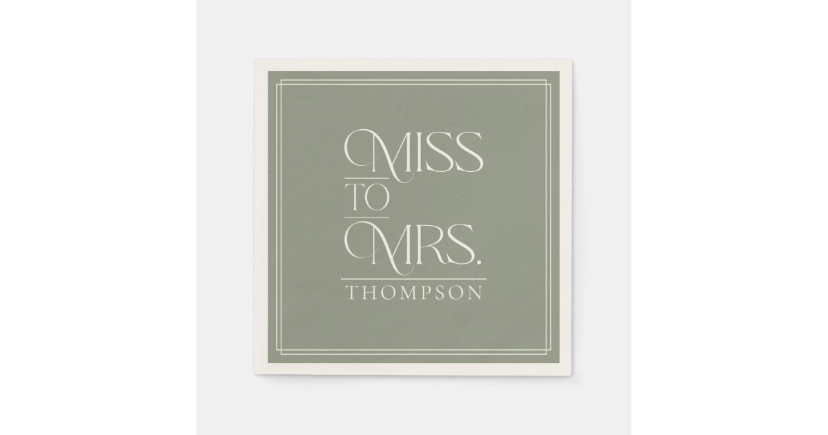 Simple Miss Simple Miss to Mrs Green Moss Bridal Shower Paper Napkins | Zazzle