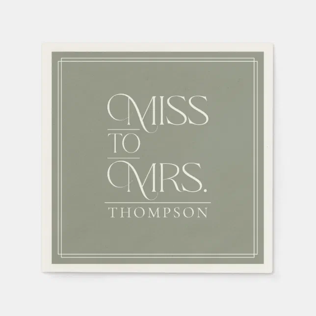 Simple Miss Simple Miss to Mrs Green Moss Bridal Shower Paper Napkins | Zazzle