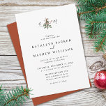 Simple Mistletoe Initials Holiday Wedding Invitation<br><div class="desc">Simple and elegant Holiday wedding invitation featuring line art of a mistletoe,  your initials in script and classic font.</div>