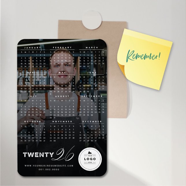 Simple Mix Typography 2026 Calendar Holiday Photo Magnet (Simple Mix Typography 2026 Calendar Holiday Photo Flexible Magnet @ fat_fa_tin)
