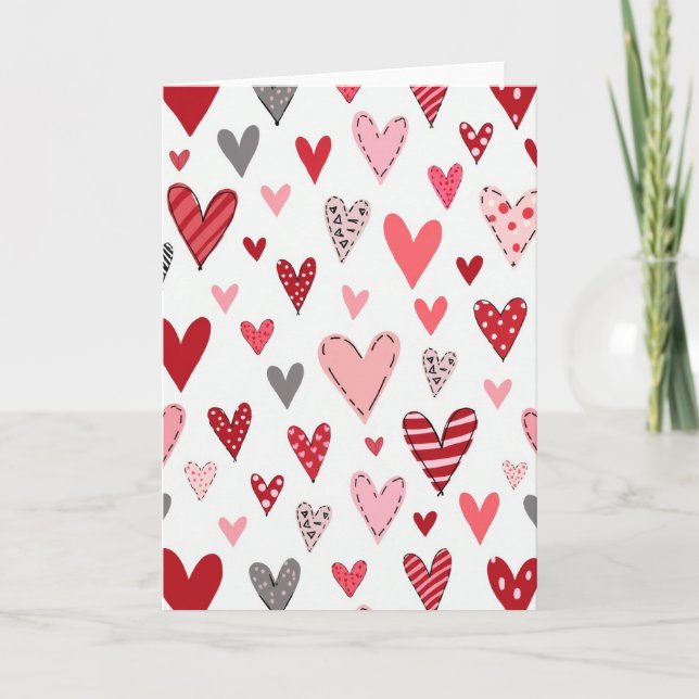 Simple Mixed Hearts Pattern Card (Front)