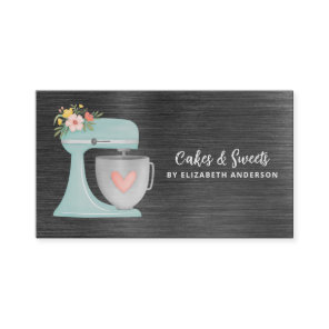 Simple Mixer Floral Cake Bakery Business Card