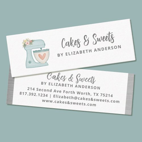 Simple Mixer Floral Cake Bakery Business Card