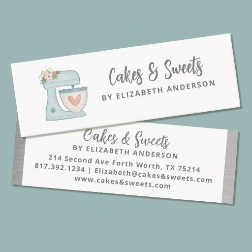 Customizable Simple Mixer Floral Cake Bakery Business Card