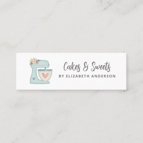 Simple Mixer Floral Cake Bakery Business Card