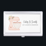 Simple Mixer Floral Cake Bakery Business Card Case<br><div class="desc">A cute pink cake mixer with flowers decorates this bakery business card case. Personalize it with your name and business information. A great place for storing your business cards. Designed for you by Blackberry Boulevard.</div>