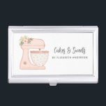 Simple Mixer Floral Cake Bakery Business Card Case<br><div class="desc">A cute pink cake mixer with flowers decorates this bakery business card case. Personalize it with your name and business information. A great place for storing your business cards. Designed for you by Blackberry Boulevard.</div>