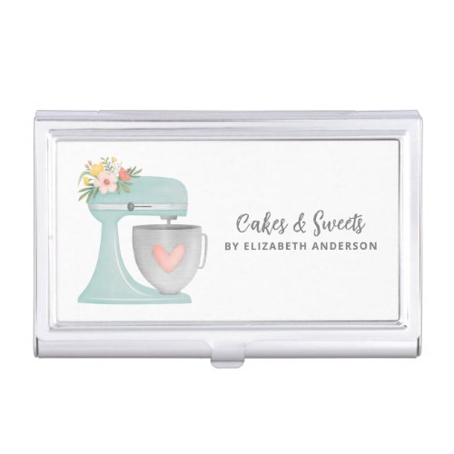 Simple Mixer Floral Cake Bakery Business Card Case