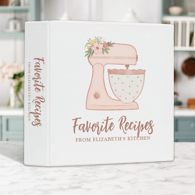Simple Mixer Floral Cake Bakery Recipe 3 Ring Binder (Creator Uploaded)