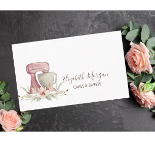 Simple Mixer Flower Bakery Business Card