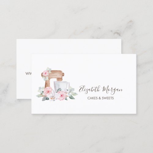 Simple Mixer Flower Simple Bakery  Business Card