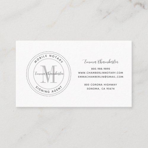 Simple Mobile Notary Stamp Notary Signing Agent Business Card