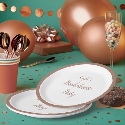 Simple Mocha Border Bachelorette Party Paper Plates
