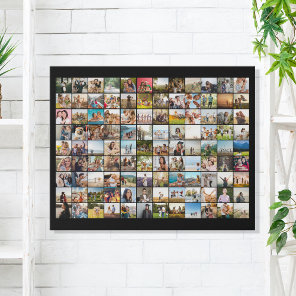 Simple Modern 108 Photo Collage Faux Canvas Print