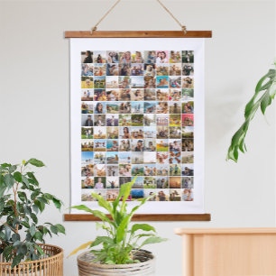 Simple Modern 108 Photo Collage Hanging Tapestry