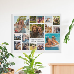 Simple Modern 15 Photo Collage Faux Canvas Print