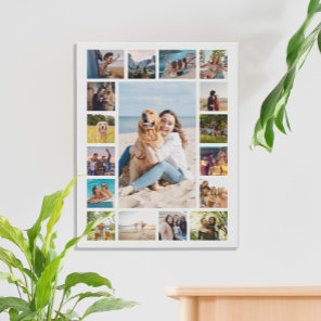 Simple Modern 17  Photo Collage Faux Canvas Print