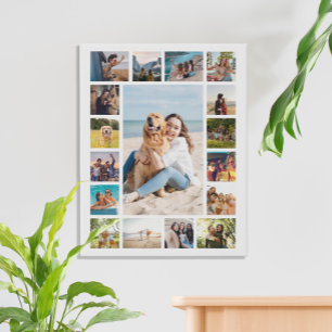 Simple Modern 17 Photo Collage Faux Canvas Print