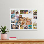 Simple Modern 17 Photo Collage Faux Canvas Print<br><div class="desc">Create your own personalized photo collage faux canvas print. Add 17 of your favorite pictures and custom color background in this modern template design.</div>