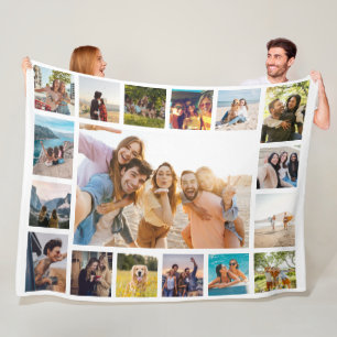 Simple Modern 17 Photo Collage Fleece Blanket