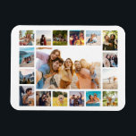 Simple Modern 17 Photo Collage Magnet<br><div class="desc">Create your own personalized photo collage magnet. Add 17 of your favorite pictures and custom color background in this modern template design.</div>