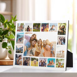 Simple Modern 17 Photo Collage Plaque<br><div class="desc">Create your own personalized photo collage plaque. Add 17 of your favorite pictures and custom color background in this modern template design.</div>