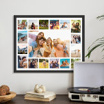 Simple Modern 17 Photo Collage Poster<br><div class="desc">Create your own personalized photo collage poster print. Add 17 of your favorite pictures and custom color background in this modern template design.</div>