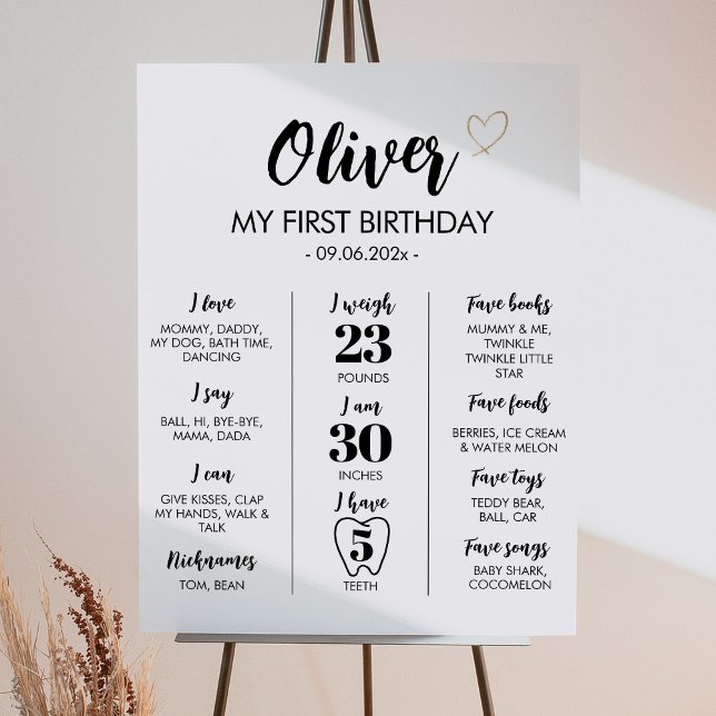 Simple Modern 1st Birthday Milestone Sign (Creator Uploaded)