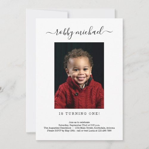 Simple Modern 1st Birthday Party Invitation