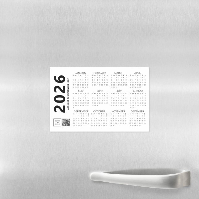 Simple Modern 2026 Business Calendar Magnet Magnetic Dry Erase Sheet (In Situ)