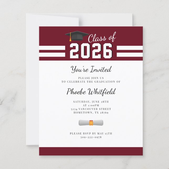 Simple Modern 2026 Graduation Party Invitation (Front)