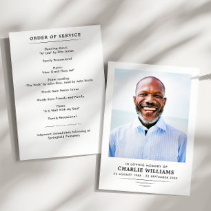 Simple Modern 2-Page Photo Funeral Program