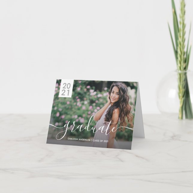 Simple Modern 2 Photo Graduation  Announcement (Front)