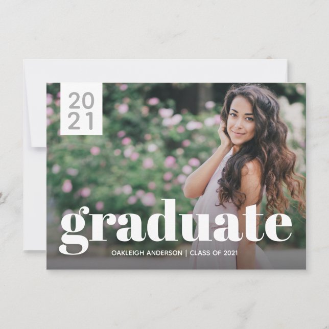 Simple Modern 2 Photo Graduation Announcement (Front)