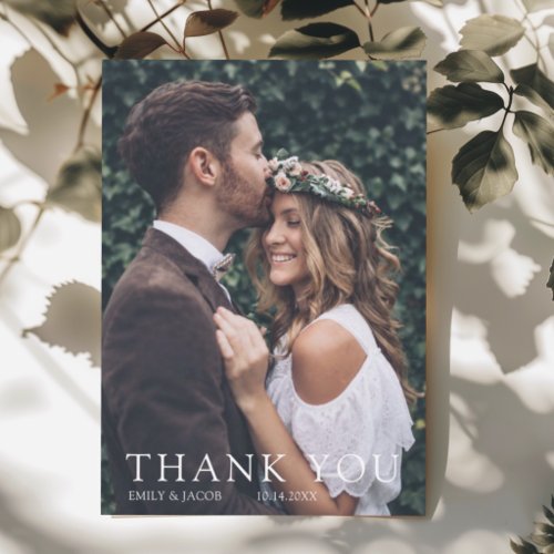 Simple Modern 2 Photo Thank You Wedding Card