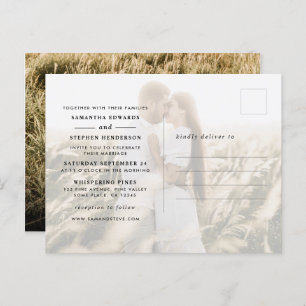 Simple Modern 2-Photo Wedding Invitation Postcard