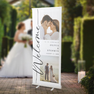 Simple Modern 2 Photo Wedding Welcome Retractable Banner