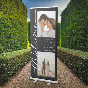 Simple Modern 2 Photo Wedding Welcome Retractable Banner