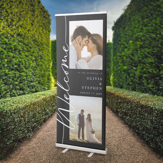 Simple Modern 2 Photo Wedding Welcome Retractable Banner (Creator Uploaded)