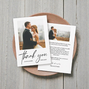 Simple Modern 2 Photos Wedding Note Thank You Card