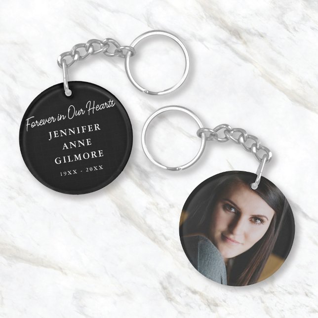 Simple Modern 2-Sided Photo Memorial Keychain (Creator Uploaded)