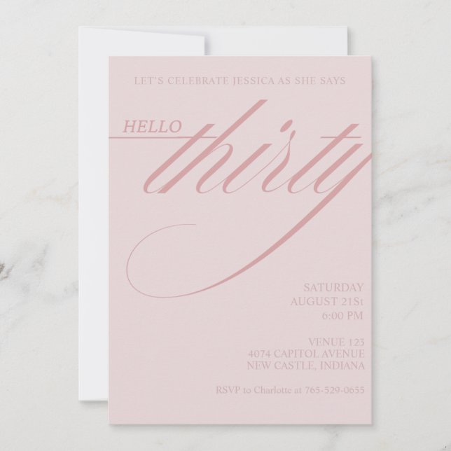 Simple Modern 30th Birthday Invitation (Front)